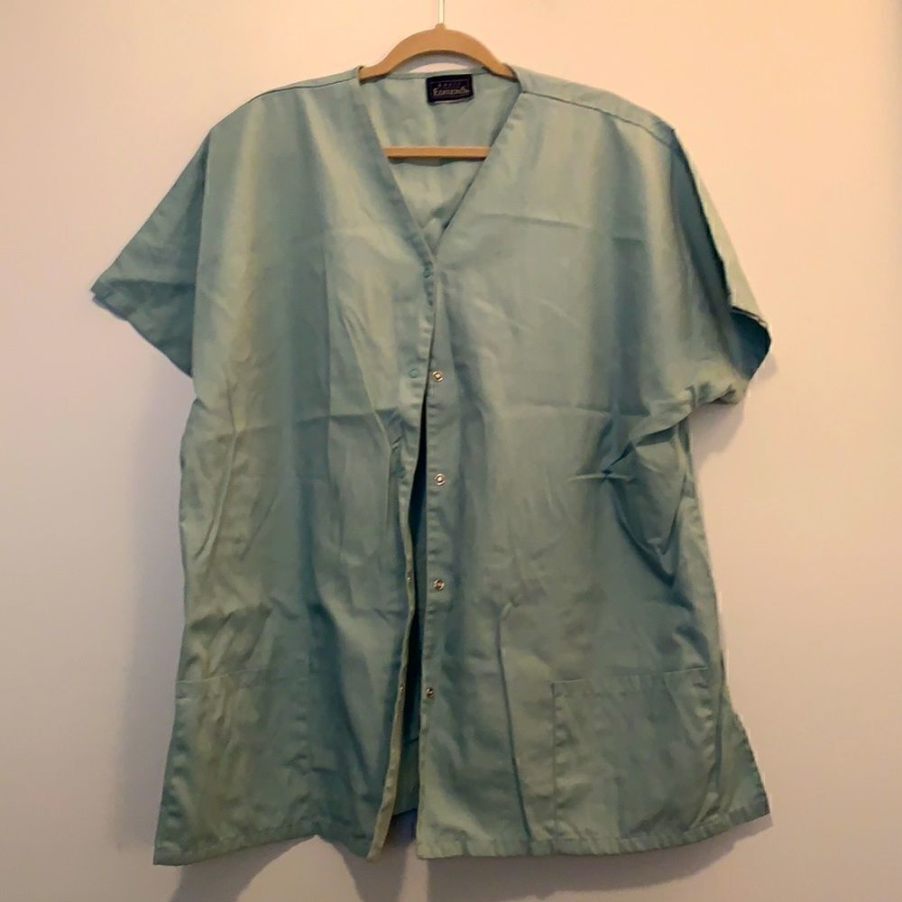 Basic Editions Sage Green Scrub Shirt